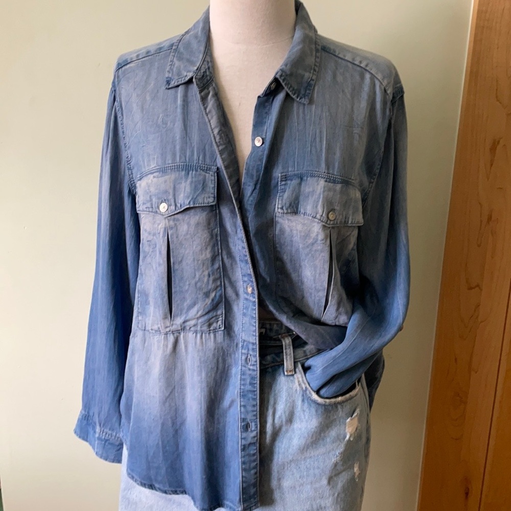 SOLD Calvin Klein Sustainable Jean Shirt, Size L - Picture 1 of 16
